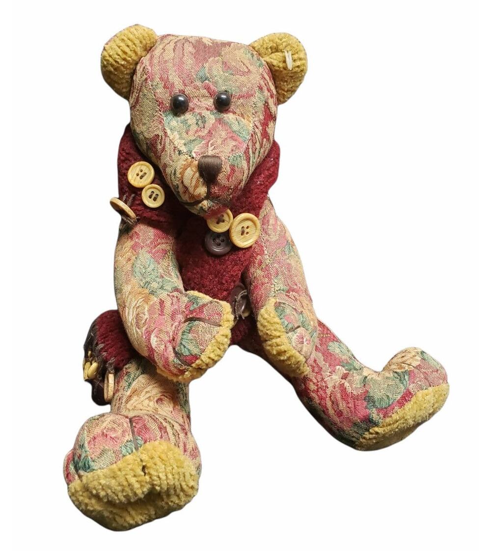 DanDee Tapestry Jointed Button Teddy Bear Stuffed Animal